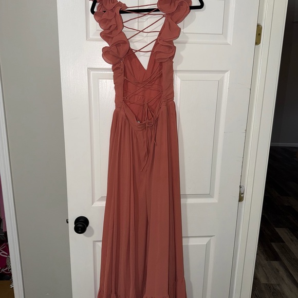 Lulu's Terracotta Ruffled Maxi Dress - Picture 2 of 4